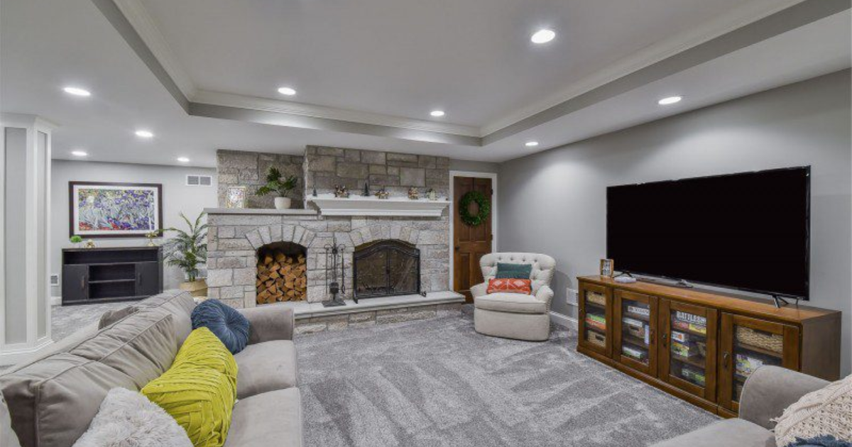 Textured Accented Basement Remodel — Basement Remodel in Blue Ash, OH
