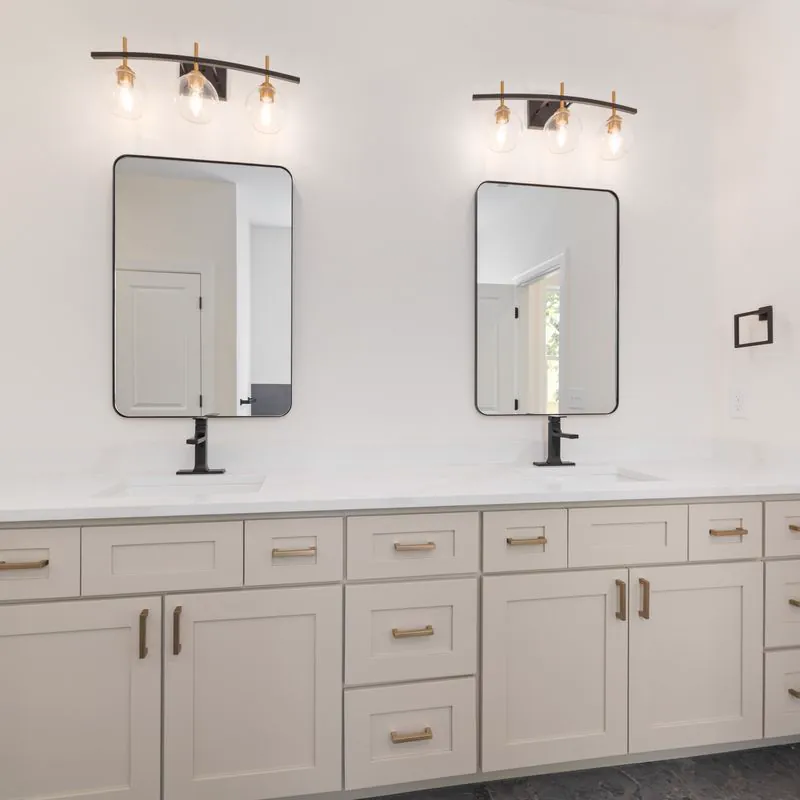 White shaker double bathroom vanity