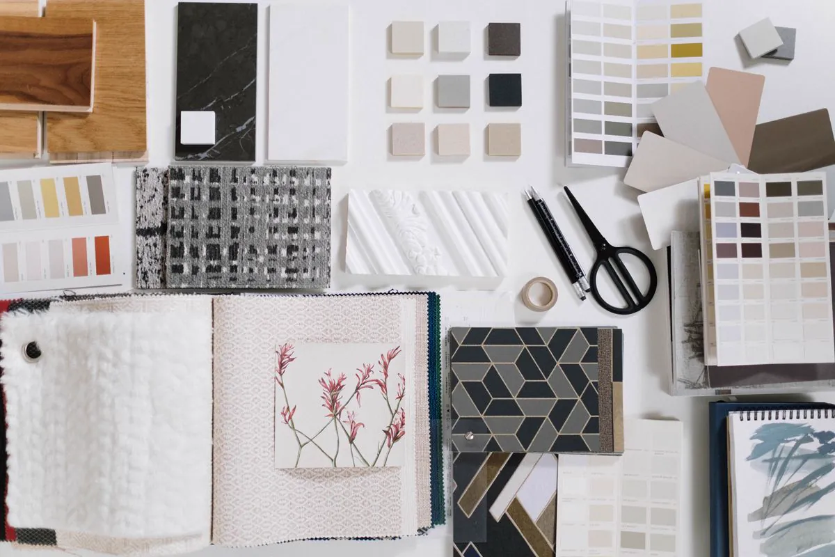 Designer reviewing samples